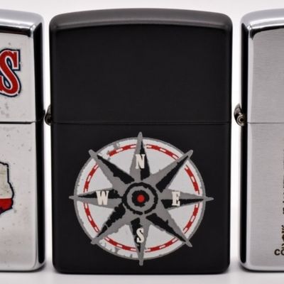 (3) Zippo Lighters: Texas. Compass & Colorado