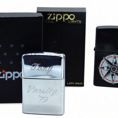 Zippo Chrome Lighters, Personalized & Compass