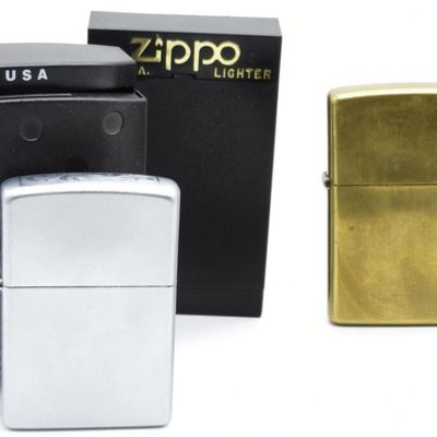 Zippo Chrome & Brass Lighters, 1996 & 2001