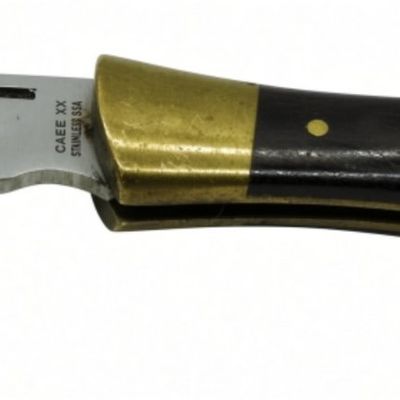 Case Shark Tooth Folding Blade Knife, Brass/Black