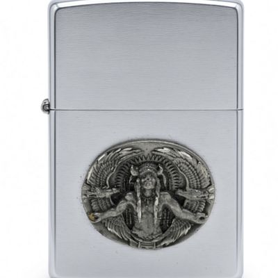 2002 Zippo Indian Chief Brushed Chrome Lighter