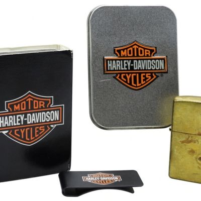 Harley-Davidson Brass Lighter With Money Clip