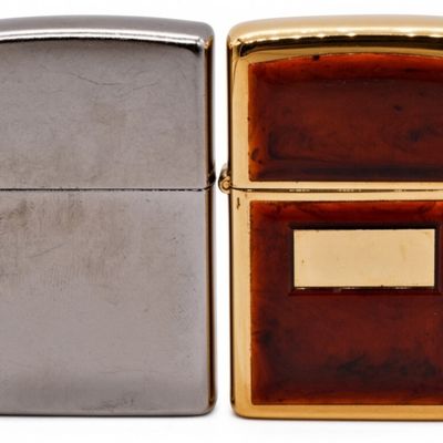 Zippo Lighter Pair, Chrome and Brass, Unfired
