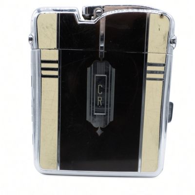 Ronson Art Deco Cigarette Case, Chrome & Enamel