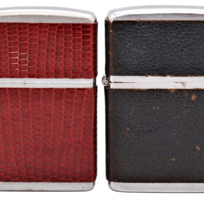 Pair of Zippo Lighters, Crocodile Pattern