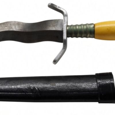 Fighting Knife with Yellow Handle & Sheath