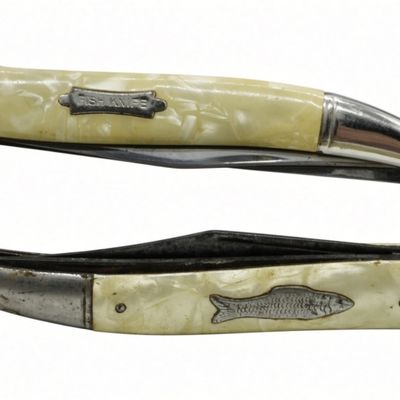 Fish Knife Pearl Handle Vintage Duo