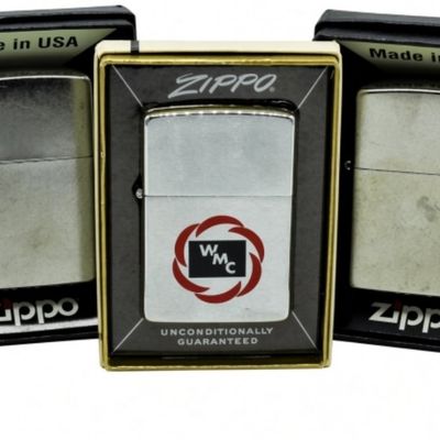 Five Zippo Lighters w/ Advertising & Blanks