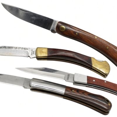 (4) Vintage Folding Knives w/ Wood Handles