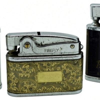 Three Vintage Chrome Table Lighters Lot