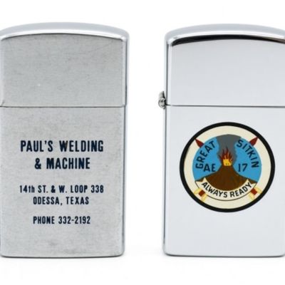 Lot of 4 Slim Zippo Lighters, Advertising