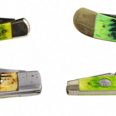 (4) Knive w/Colored Bone Handles, Nice Lot