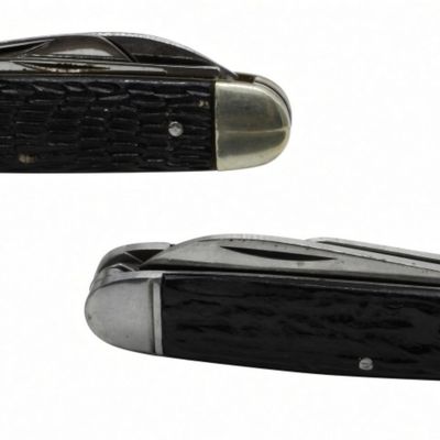 Stockman Pocket Knives, Black Textured Handles