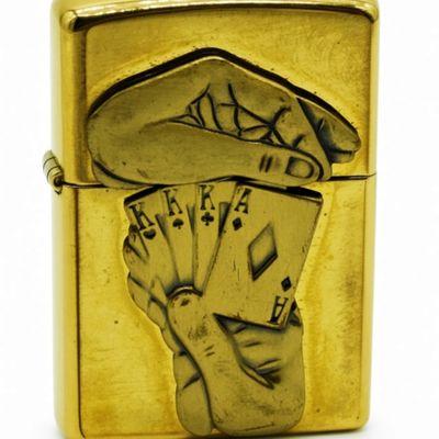 1997 Zippo Poker Hand High Polish Brass Lighter