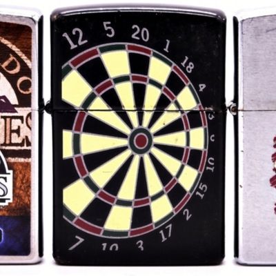 (3) Zippo's: Colorado Rockies, Darts & Harley