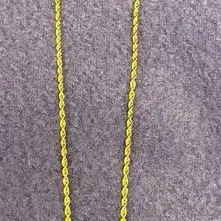 Yellow 14k Gold Rope Chain With Blue Topaz Pendant