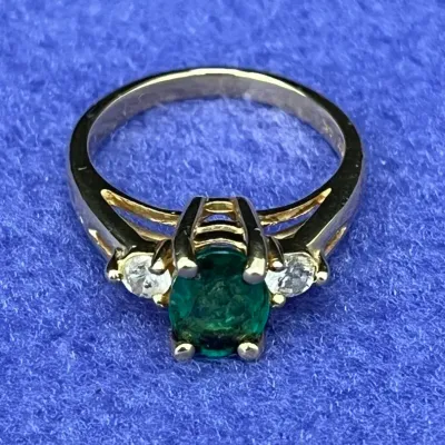 Yellow Gold 14k Green Stone Ring