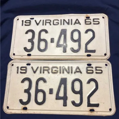 Vintage 1965 Virginia Licenses Plates