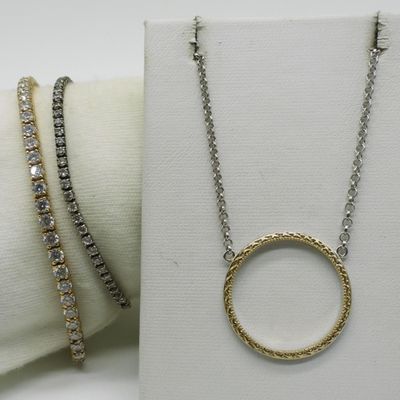 Gold & Silver Tone Sterling Bracelets, Necklace