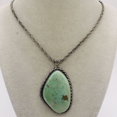 Green Turquoise Sterling Necklace
