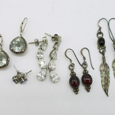 Sterling Earrings Lot, 5 Pair