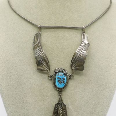 Navajo Turquoise & Sterling Pendant & Chain