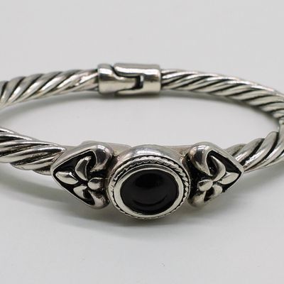Rope Twist Sterling Hinged Bracelet