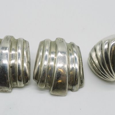 Mexico Sterling Fluted Earrings & Ring