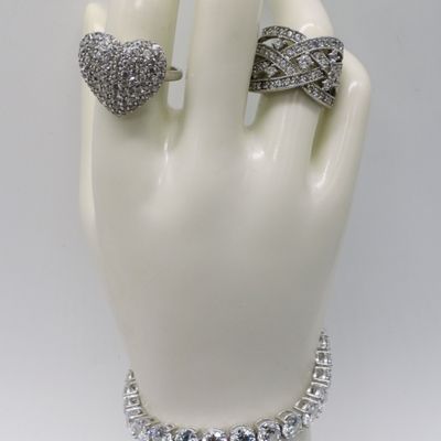 Simulated Diamond 925 Rings & Bracelet