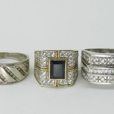 Three Sterling Rings with Clear Stones