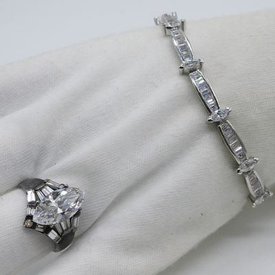 Marquis Cut, Sterling Ring & Tennis Bracelet