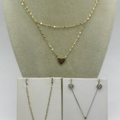 Sterling Heart Necklaces & Earrings Lot