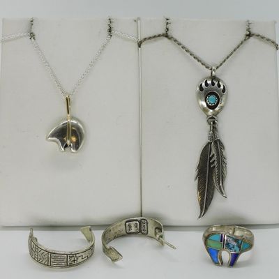 Southwestern Sterling Silver Jewelry Lot, 5 Pc
