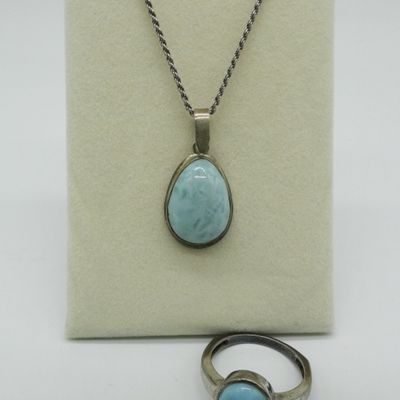 Larimar Sterling Necklace & Ring