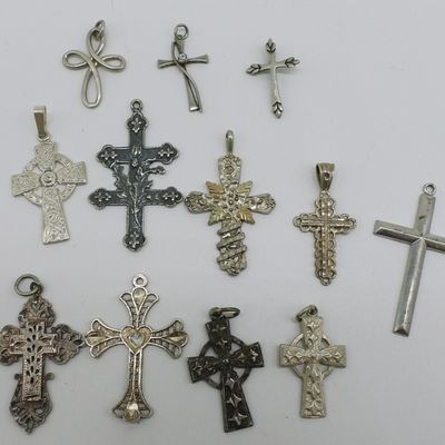 12 Sterling Cross Pendants
