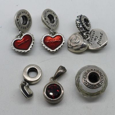 6 Sterling Pandora Style Charms