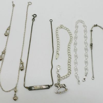 Five Petite Sterling Bracelets & Anklets