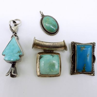 Four Turquoise, Sterling Pendants