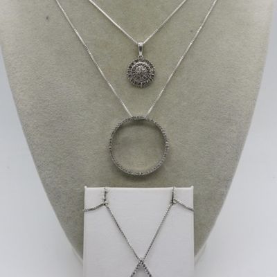 Sterling Diamond Necklace Set of 3
