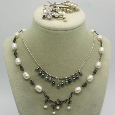 Vintage Sterling Pearl Necklaces & Pins