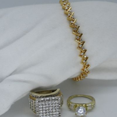 Gold Tone Simulated Diamond Rings