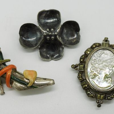 Sterling Silver Brooch Lot of 3