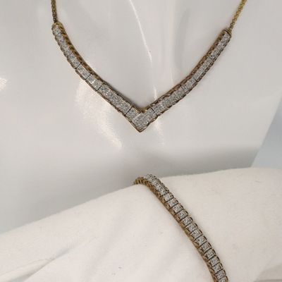 Matching Gold Tone 925 Diamond Set