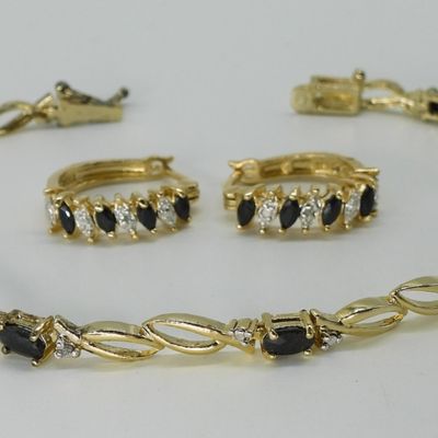 Gold-Tone Sterling Bracelet & Earrings Set