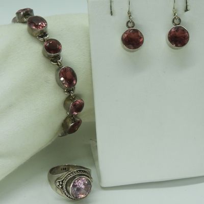 Vintage 925 Pink Gemstone Set
