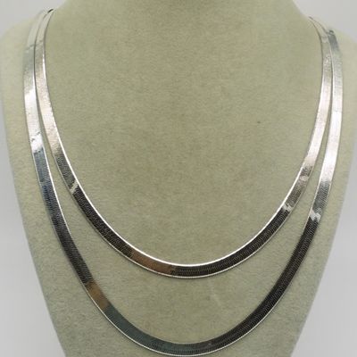 Two Sterling Herringbone Chains