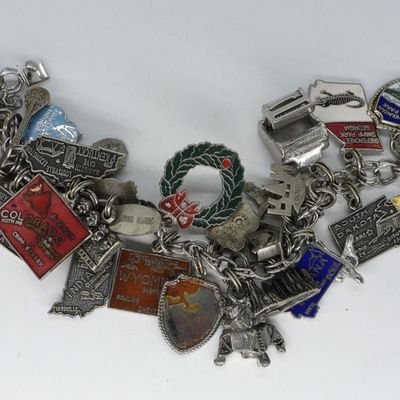 Vintage Sterling Charm Bracelet - 30 Charms
