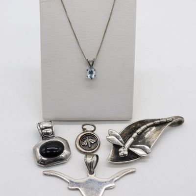 5 Sterling Pendants and Chain