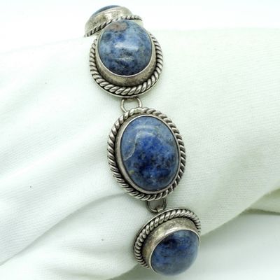Sodalite Gemstone Taxco Sterling Bracelet
