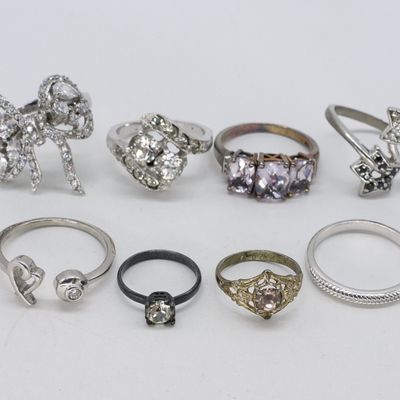 8 Sterling Fashion Faux Diamond Rings